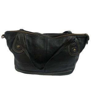 The Sak Handbag Satchel Black Leather ShoulderBag Purse Large weekender